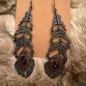 Express Jeweled Feather Drop Earrings